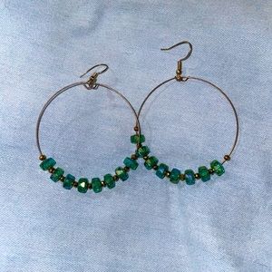 Green Emerald Hoops